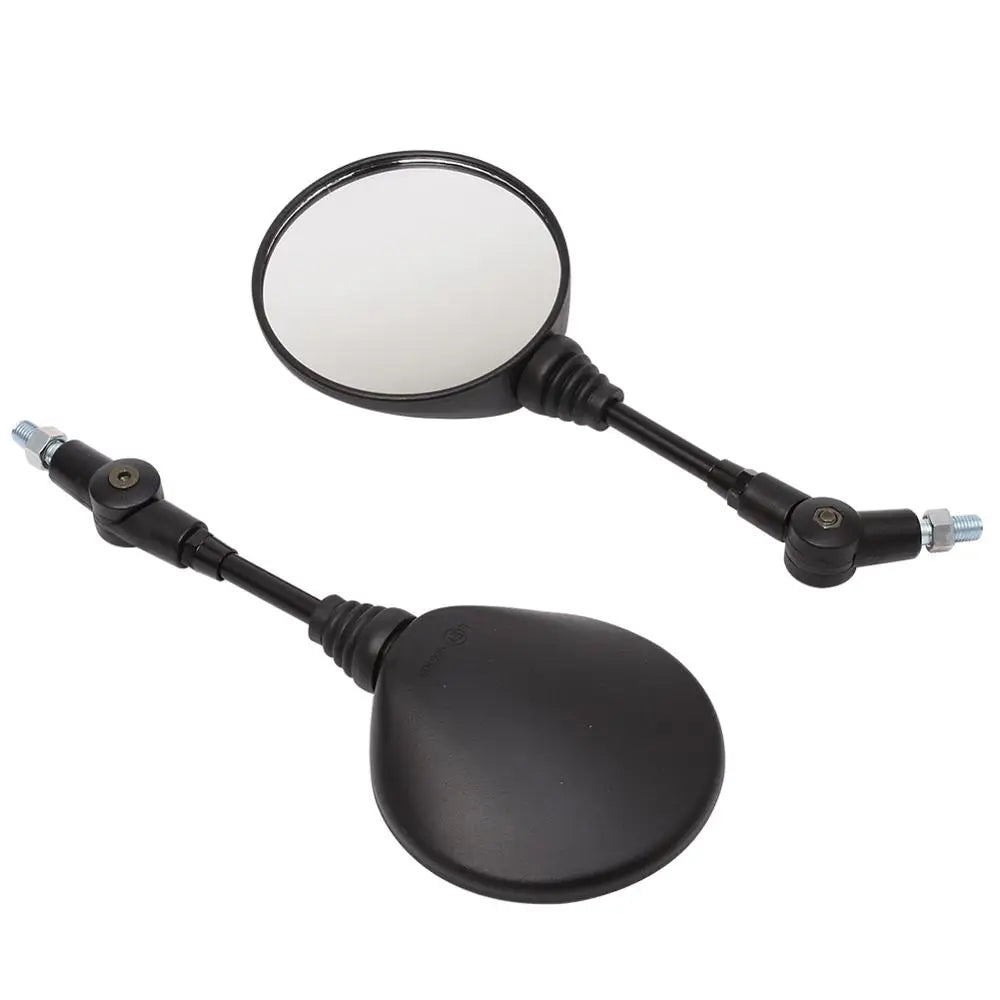 Motorcycle Black Universal 10mm Side Mirror Rearview Mirror Anti-fall Folding Round Mirror - Slobuy