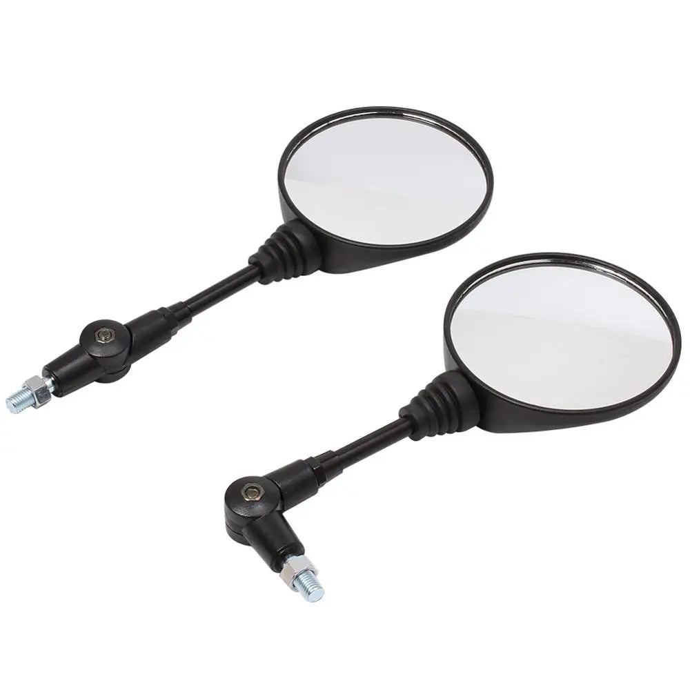 Motorcycle Black Universal 10mm Side Mirror Rearview Mirror Anti-fall Folding Round Mirror - Slobuy