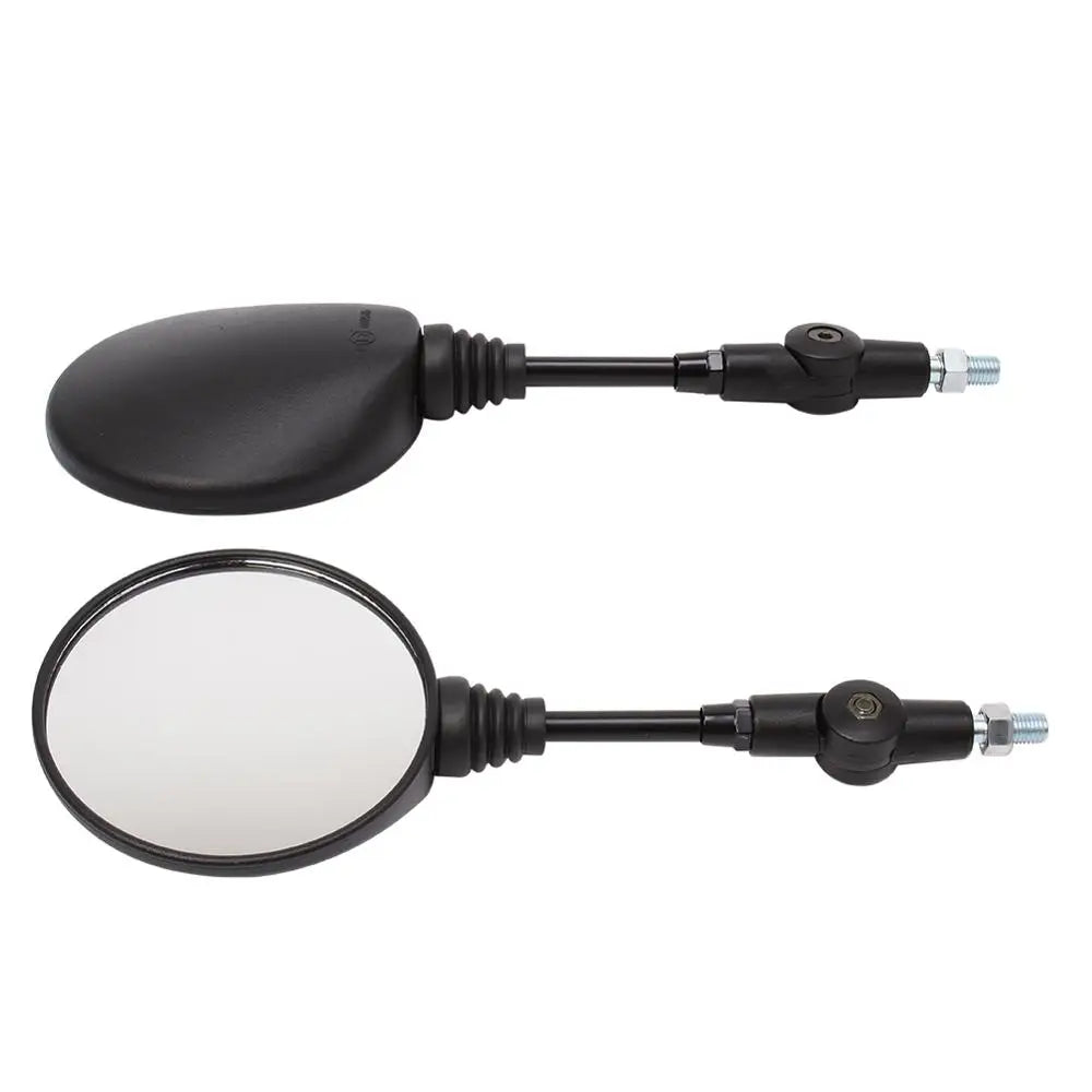 Motorcycle Black Universal 10mm Side Mirror Rearview Mirror Anti-fall Folding Round Mirror - Slobuy