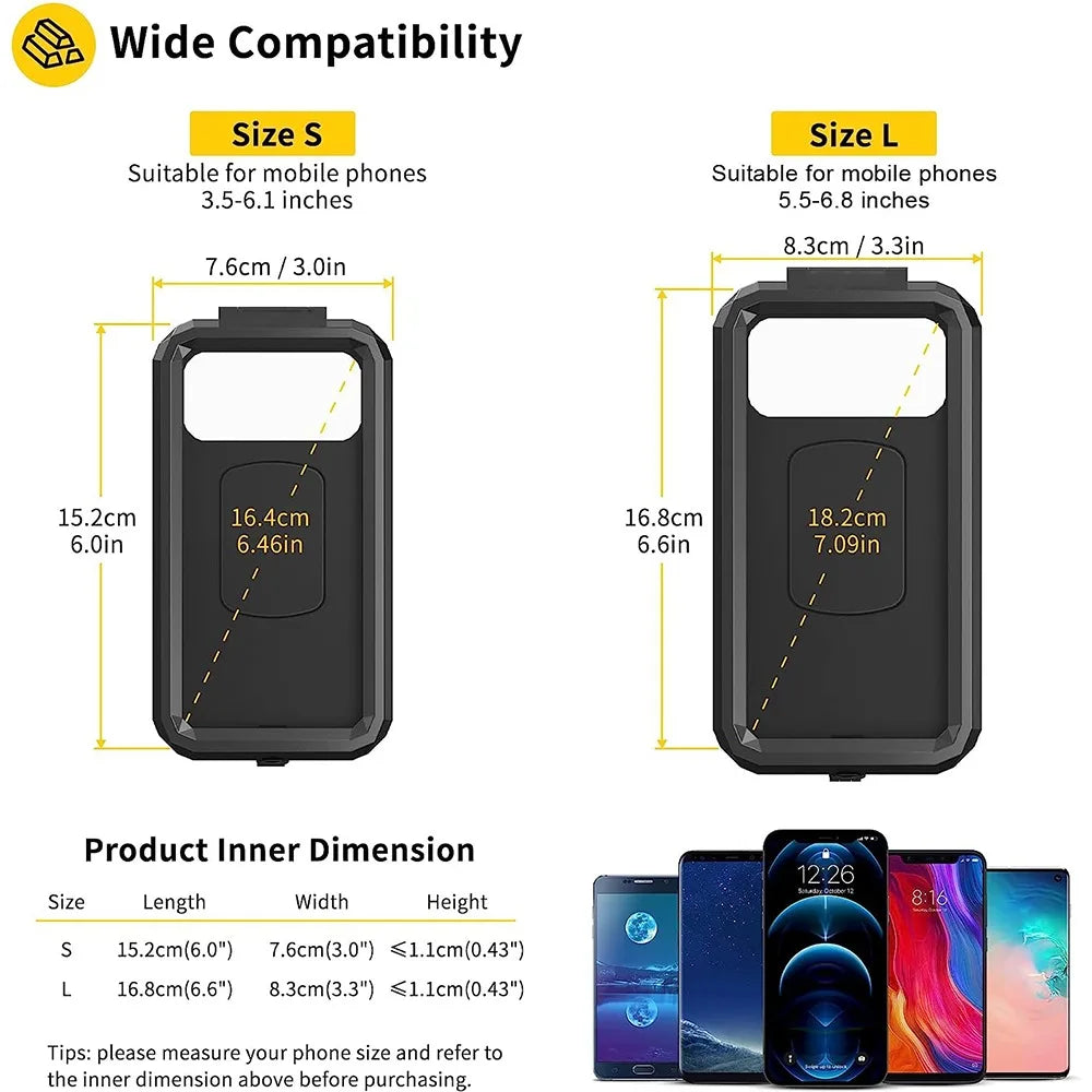 Motorcycle Fork Stem Mount Waterproof Case Mirror Navigation Bicycle Phone Holder Handlebar Bracket Scooter Motorbike Phone Bag - Slobuy
