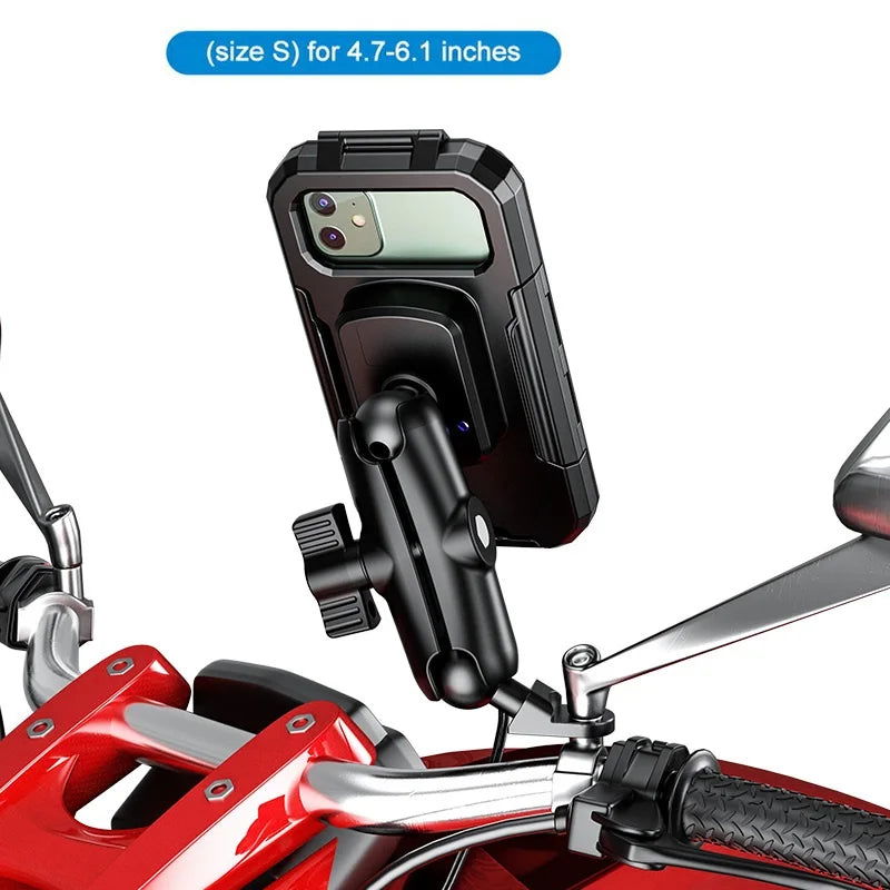 Motorcycle Fork Stem Mount Waterproof Case Mirror Navigation Bicycle Phone Holder Handlebar Bracket Scooter Motorbike Phone Bag - Slobuy