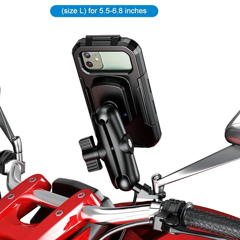 Motorcycle Fork Stem Mount Waterproof Case Mirror Navigation Bicycle Phone Holder Handlebar Bracket Scooter Motorbike Phone Bag - Slobuy
