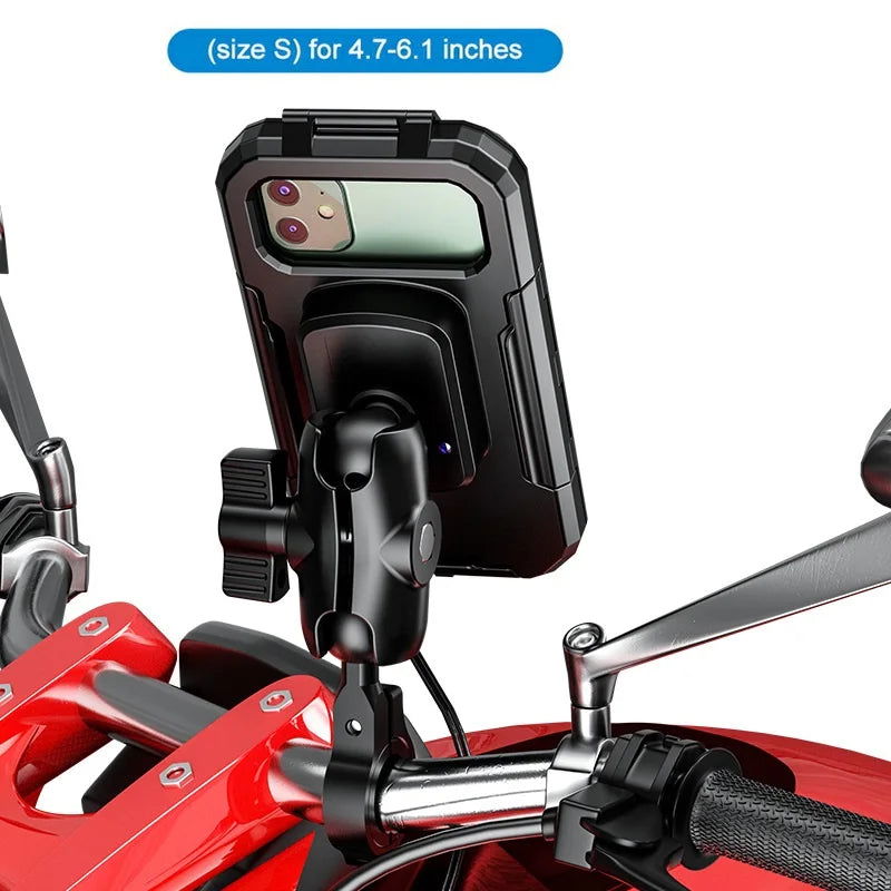 Motorcycle Fork Stem Mount Waterproof Case Mirror Navigation Bicycle Phone Holder Handlebar Bracket Scooter Motorbike Phone Bag - Slobuy