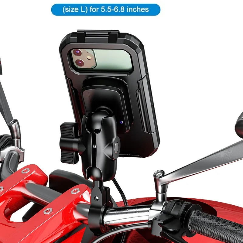 Motorcycle Fork Stem Mount Waterproof Case Mirror Navigation Bicycle Phone Holder Handlebar Bracket Scooter Motorbike Phone Bag - Slobuy