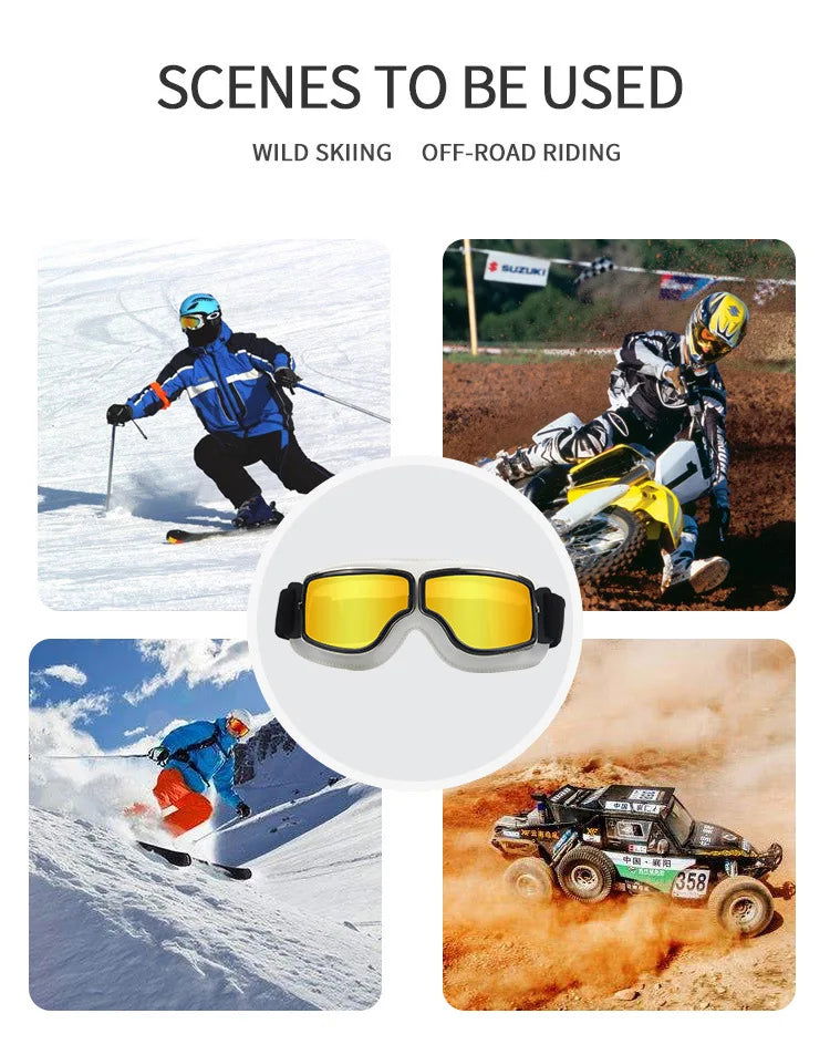 Motorcycle Glasses Windproof Motorcycle Helmet Glasses Sunglasses Retro Universal Folding Leather Retro Motorcycle Accessories - Slobuy