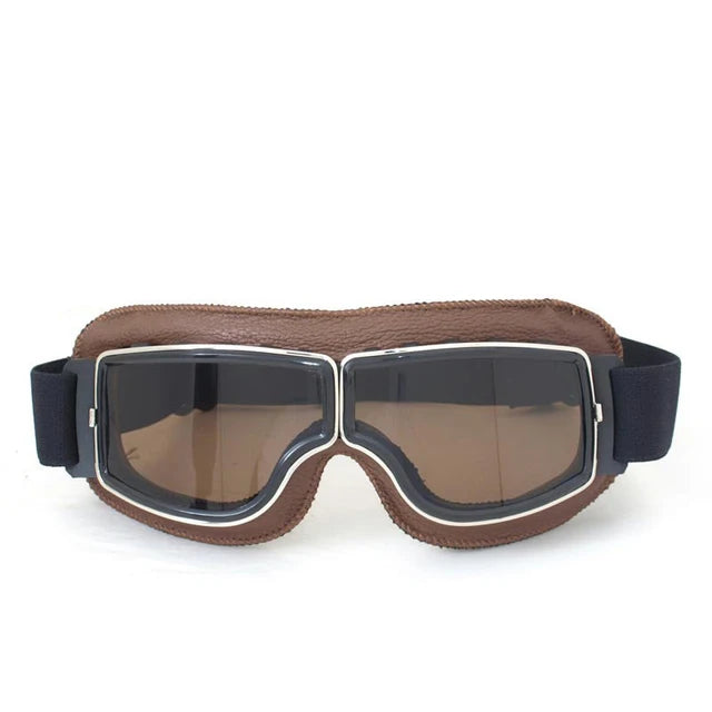 Motorcycle Glasses Windproof Motorcycle Helmet Glasses Sunglasses Retro Universal Folding Leather Retro Motorcycle Accessories - Slobuy