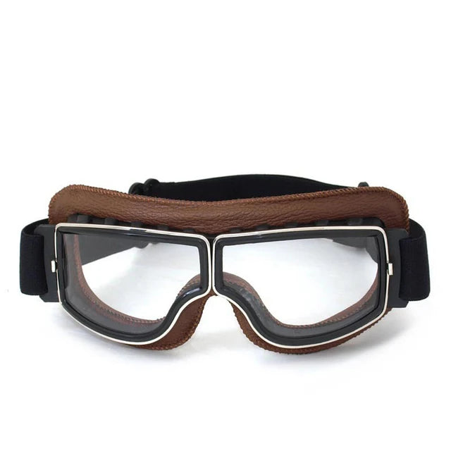 Motorcycle Glasses Windproof Motorcycle Helmet Glasses Sunglasses Retro Universal Folding Leather Retro Motorcycle Accessories - Slobuy