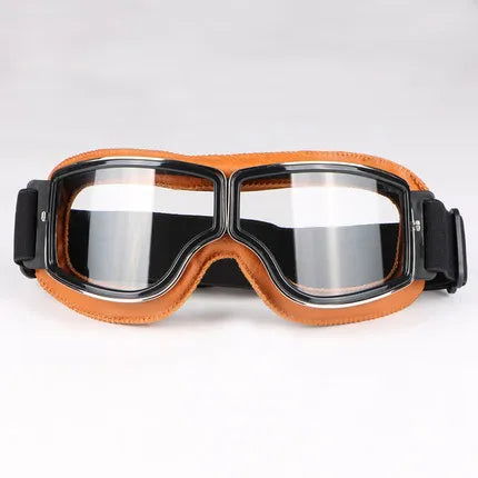 Motorcycle Glasses Windproof Motorcycle Helmet Glasses Sunglasses Retro Universal Folding Leather Retro Motorcycle Accessories - Slobuy