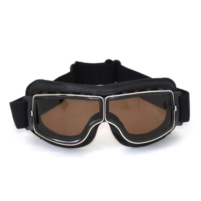 Motorcycle Glasses Windproof Motorcycle Helmet Glasses Sunglasses Retro Universal Folding Leather Retro Motorcycle Accessories - Slobuy
