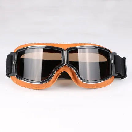 Motorcycle Glasses Windproof Motorcycle Helmet Glasses Sunglasses Retro Universal Folding Leather Retro Motorcycle Accessories - Slobuy