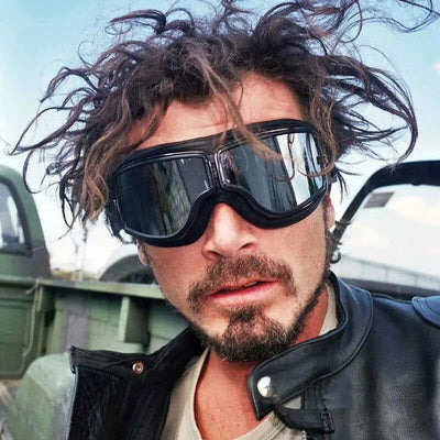 Motorcycle Glasses Windproof Motorcycle Helmet Glasses Sunglasses Retro Universal Folding Leather Retro Motorcycle Accessories - Slobuy