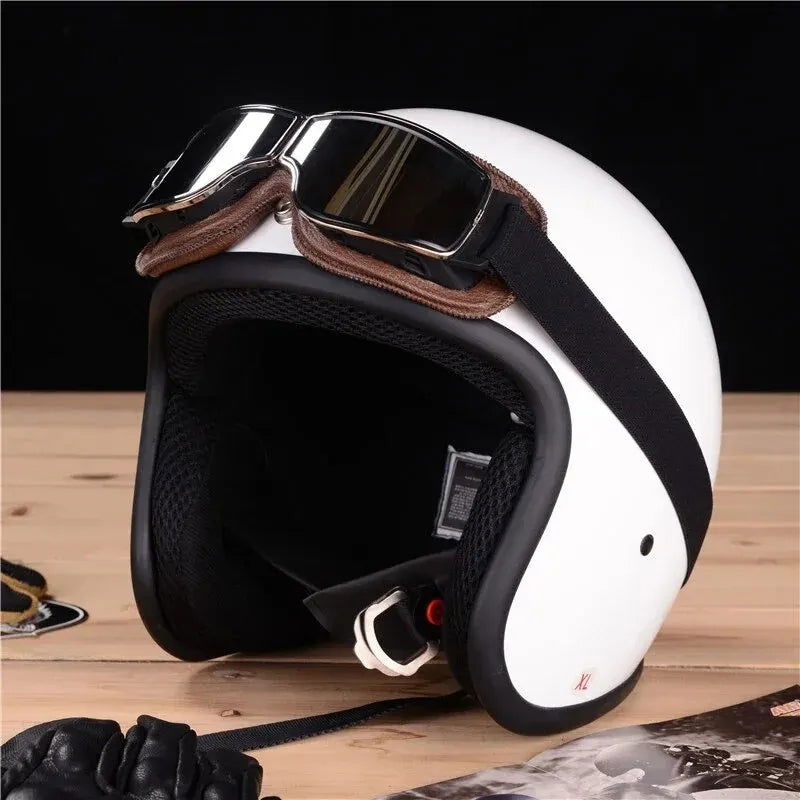Motorcycle Glasses Windproof Motorcycle Helmet Glasses Sunglasses Retro Universal Folding Leather Retro Motorcycle Accessories - Slobuy
