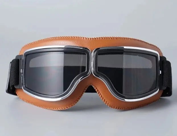 Motorcycle Glasses Windproof Motorcycle Helmet Glasses Sunglasses Retro Universal Folding Leather Retro Motorcycle Accessories - Slobuy