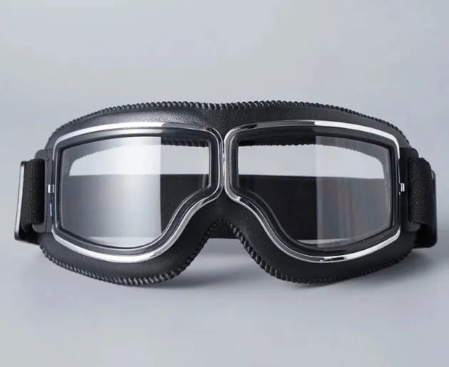 Motorcycle Glasses Windproof Motorcycle Helmet Glasses Sunglasses Retro Universal Folding Leather Retro Motorcycle Accessories - Slobuy