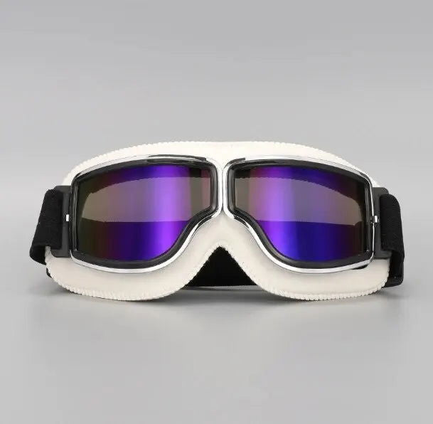 Motorcycle Glasses Windproof Motorcycle Helmet Glasses Sunglasses Retro Universal Folding Leather Retro Motorcycle Accessories - Slobuy