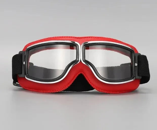 Motorcycle Glasses Windproof Motorcycle Helmet Glasses Sunglasses Retro Universal Folding Leather Retro Motorcycle Accessories - Slobuy