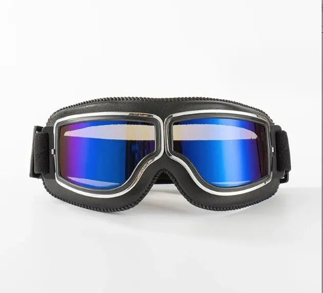 Motorcycle Glasses Windproof Motorcycle Helmet Glasses Sunglasses Retro Universal Folding Leather Retro Motorcycle Accessories - Slobuy