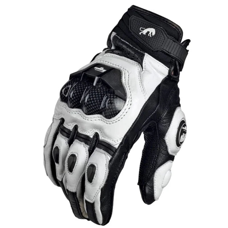 Motorcycle Gloves Black Racing Genuine Leather Motorbike White Road Riding Team Glove Men Summer Winter - Slobuy