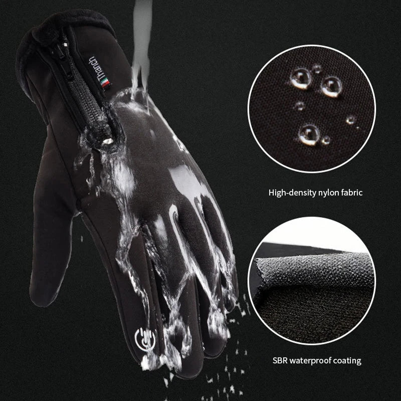Motorcycle Gloves Winter Thermal Fleece Lined Winter Water Resistant Skin-friendly Touch Screen Outdoor Moto Riding Ski Gloves - Slobuy