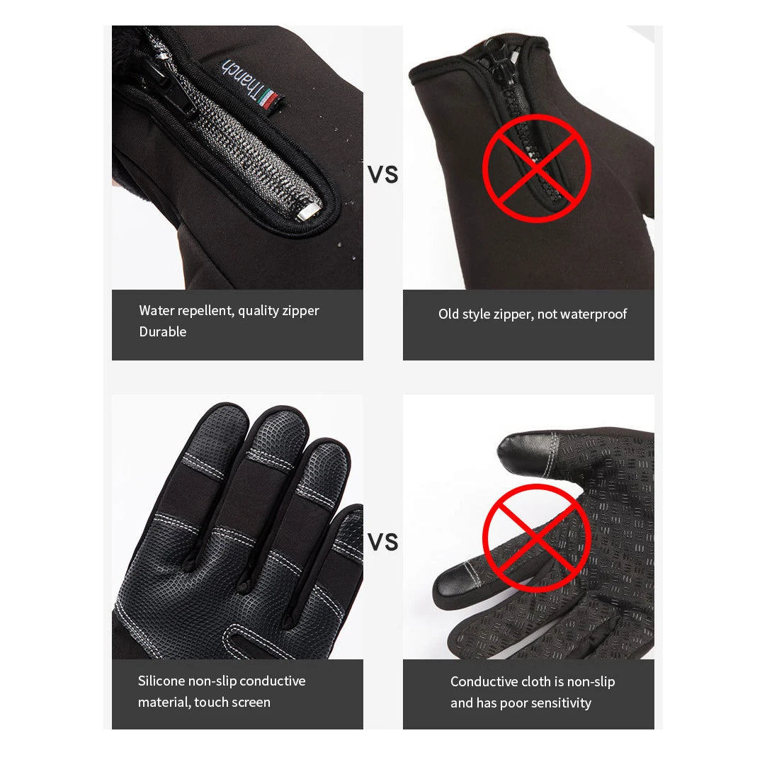 Motorcycle Gloves Winter Thermal Fleece Lined Winter Water Resistant Skin-friendly Touch Screen Outdoor Moto Riding Ski Gloves - Slobuy