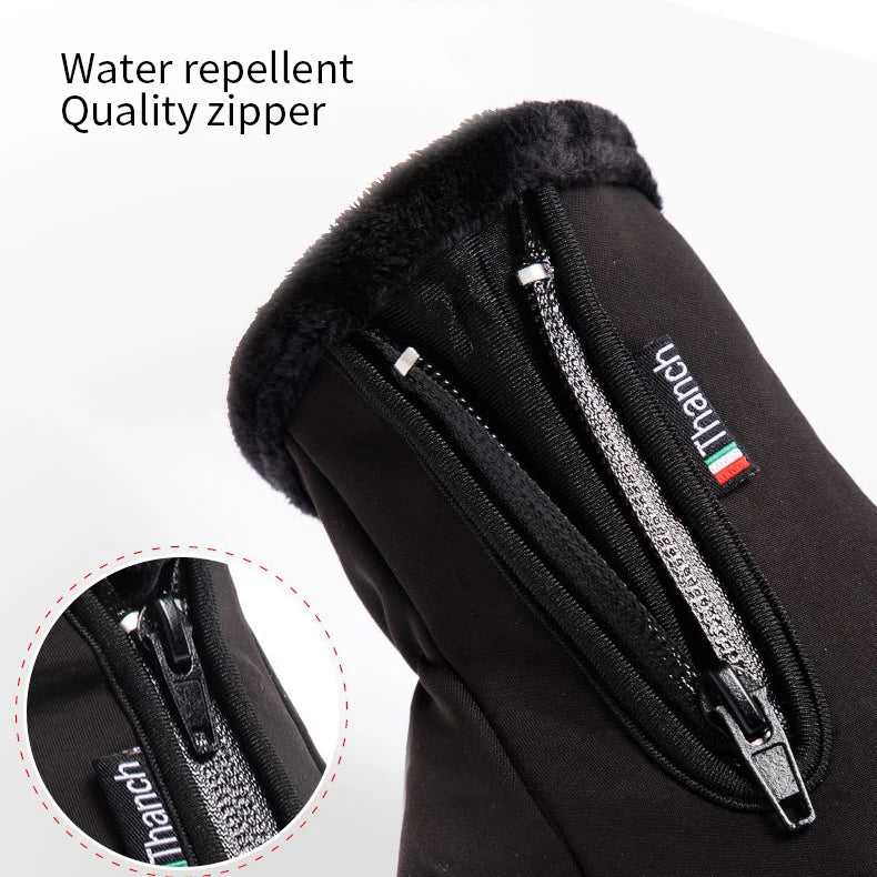 Motorcycle Gloves Winter Thermal Fleece Lined Winter Water Resistant Skin-friendly Touch Screen Outdoor Moto Riding Ski Gloves - Slobuy