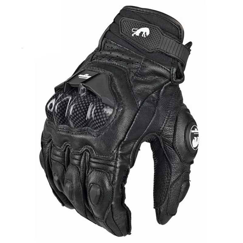 Motorcycle Gloves black Racing Genuine Leather Motorbike white Road Racing Team Glove men summer winter - Slobuy