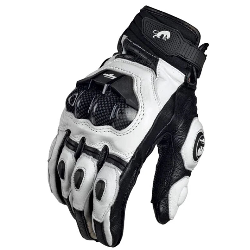 Motorcycle Gloves black Racing Genuine Leather Motorbike white Road Racing Team Glove men summer winter - Slobuy