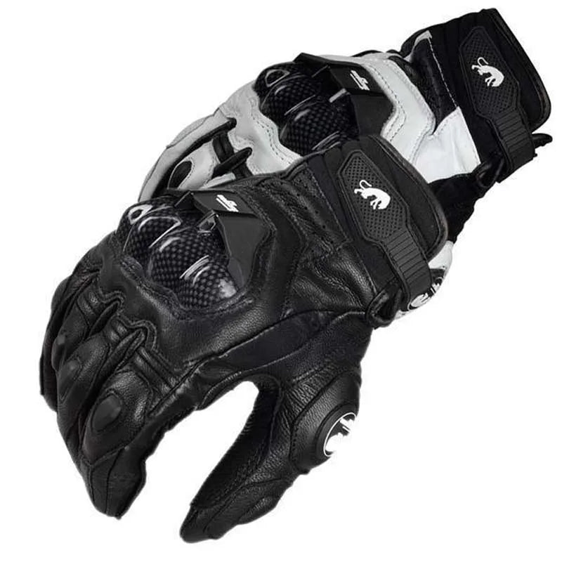 Motorcycle Gloves black Racing Genuine Leather Motorbike white Road Racing Team Glove men summer winter - Slobuy