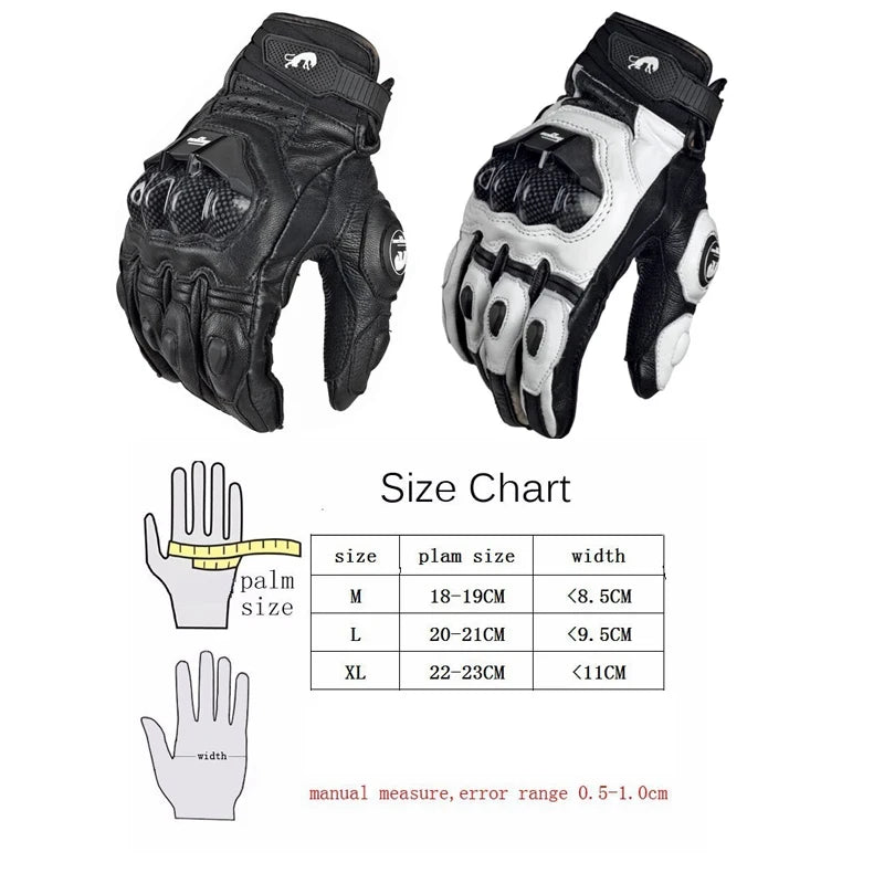Motorcycle Gloves black Racing Genuine Leather Motorbike white Road Racing Team Glove men summer winter - Slobuy