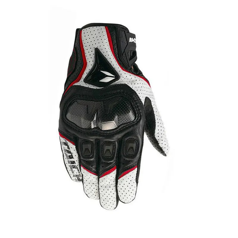 Motorcycle Gloves black Racing Genuine Leather Motorbike white Road Racing Team Glove men summer winter - Slobuy