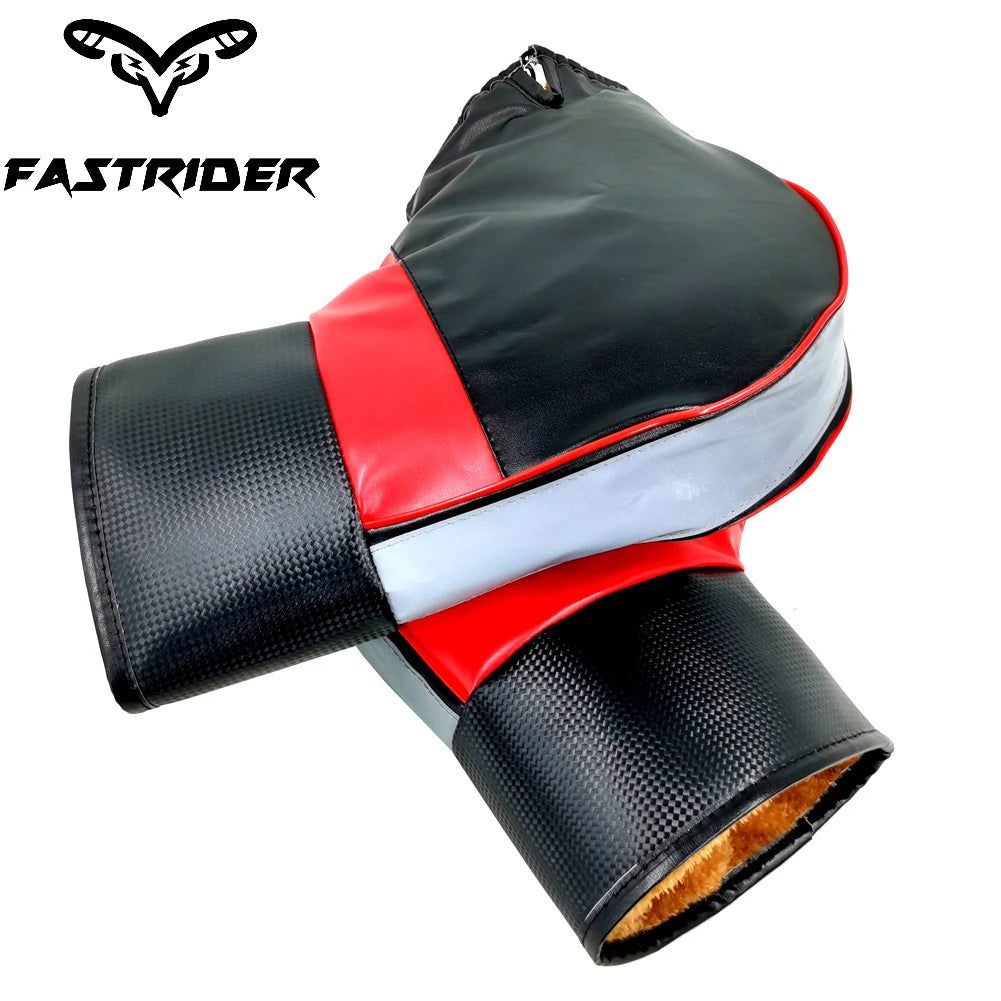 Motorcycle Handlebar Cover Winter Battery Bike Windshield Gloves Windproof Warm Handle Thickened Reflective Strip - Slobuy