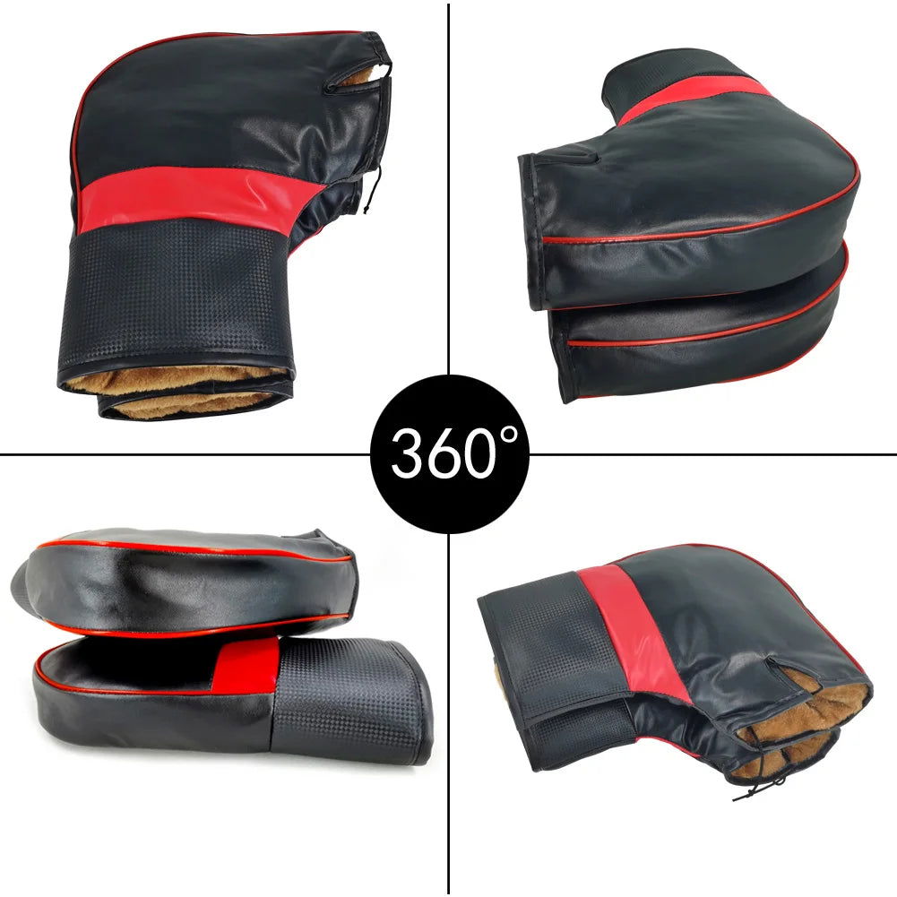 Motorcycle Handlebar Cover Winter Battery Bike Windshield Gloves Windproof Warm Handle Thickened Reflective Strip - Slobuy