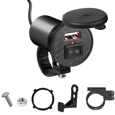Motorcycle Handlebar USB Charger 5V-1.5A Moto Adapter Power Supply Socket with Switch For Phone Mobile Motorbike Accessories - Slobuy