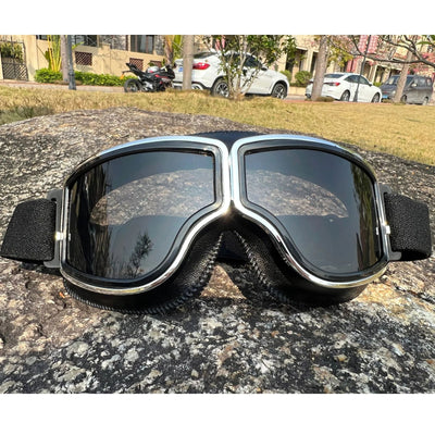 Motorcycle Helmet Glasses Sunglasses Motorcycle Goggles Windproof  Retro Universal Folding Leather Retro Motorcycle Accessories - Slobuy