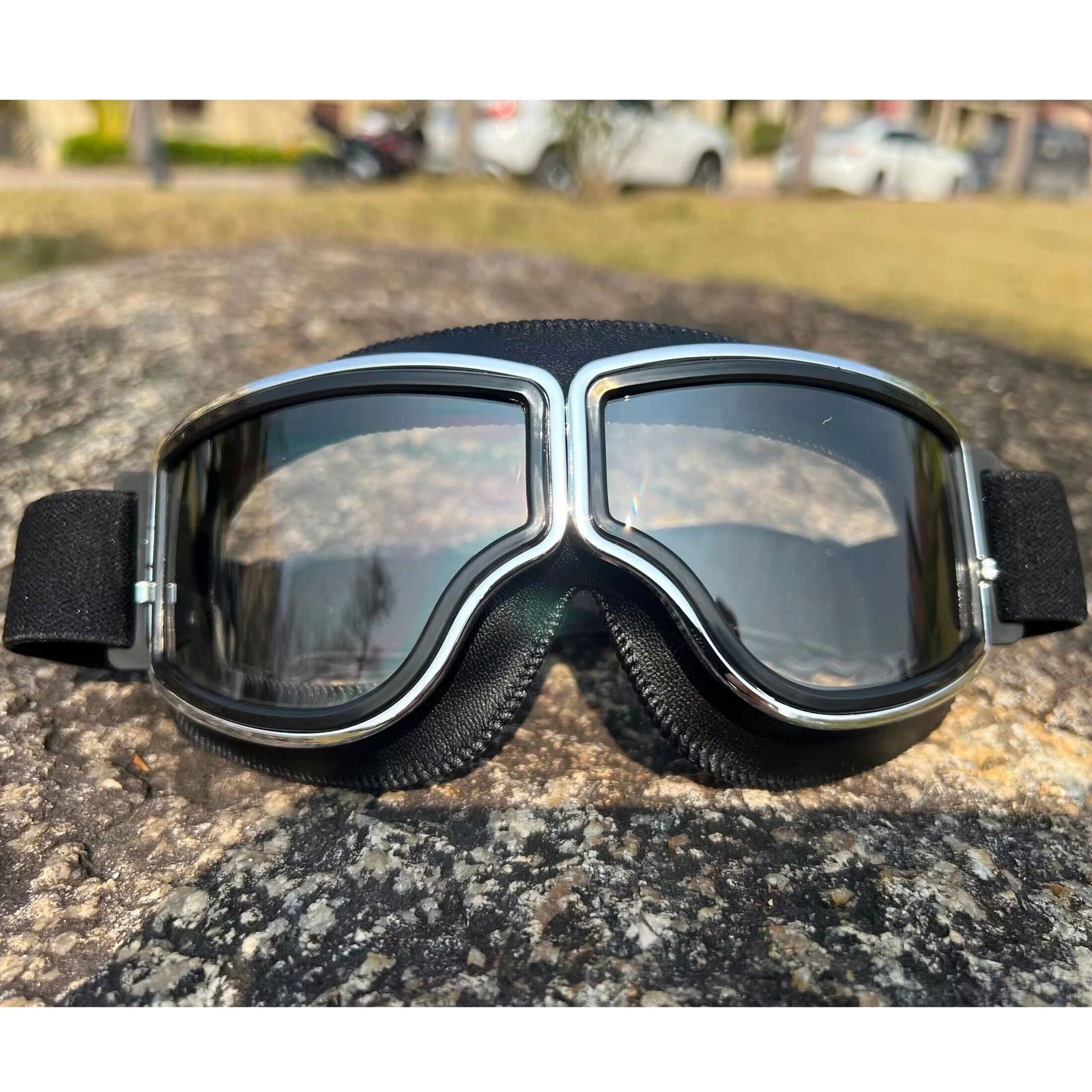 Motorcycle Helmet Glasses Sunglasses Motorcycle Goggles Windproof  Retro Universal Folding Leather Retro Motorcycle Accessories - Slobuy