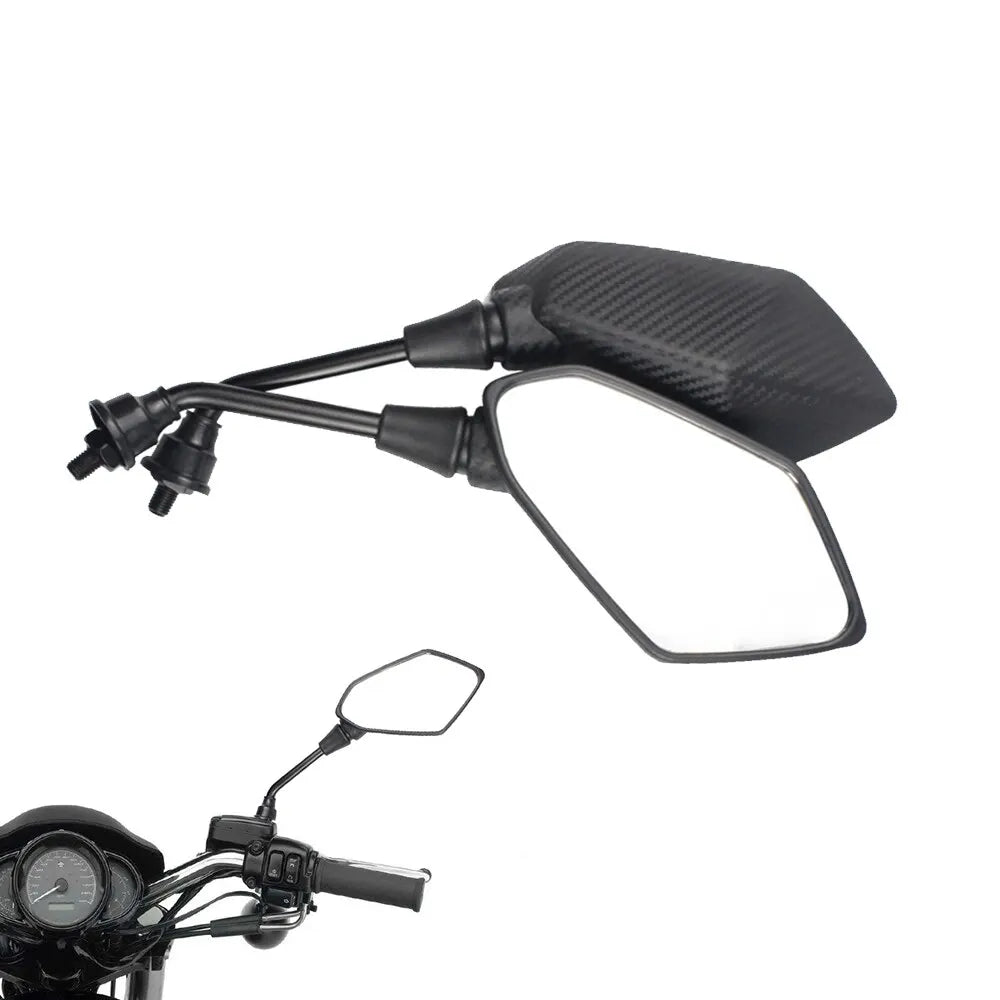 Motorcycle Mirror 2Pcs E-Bike Rearview Mirrors Electrombile Back Side Convex 8mm 10mm Carbon Fiber - Slobuy