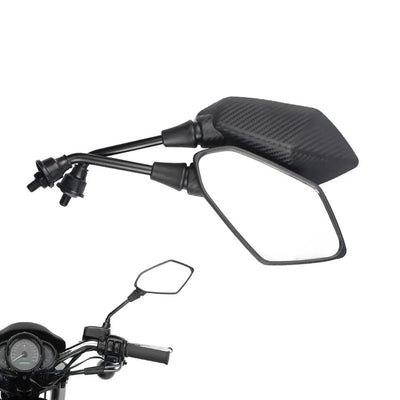 Motorcycle Mirror 2Pcs E-Bike Rearview Mirrors Electrombile Back Side Convex 8mm 10mm Carbon Fiber - Slobuy