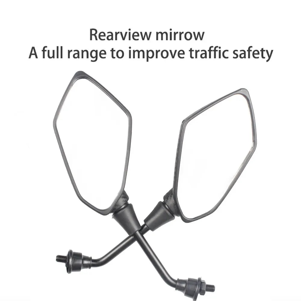 Motorcycle Mirror 2Pcs E-Bike Rearview Mirrors Electrombile Back Side Convex 8mm 10mm Carbon Fiber - Slobuy
