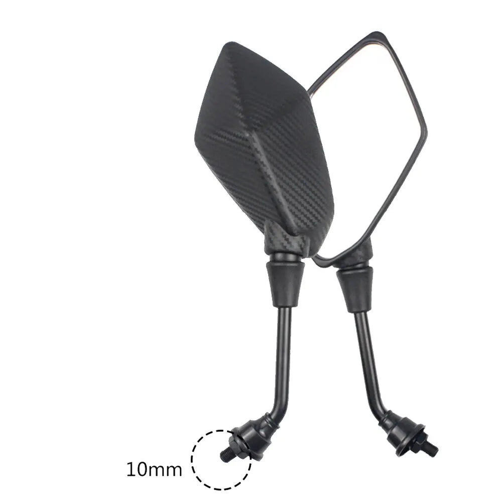 Motorcycle Mirror 2Pcs E-Bike Rearview Mirrors Electrombile Back Side Convex 8mm 10mm Carbon Fiber - Slobuy