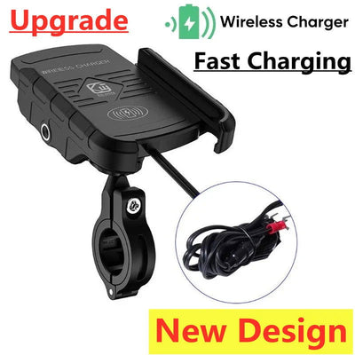 Motorcycle Phone Holder Fast Wireless Charging Quick USB Charger Moto Motorbike Mirror Stand Support Cellphone Handlebar Mount - Slobuy