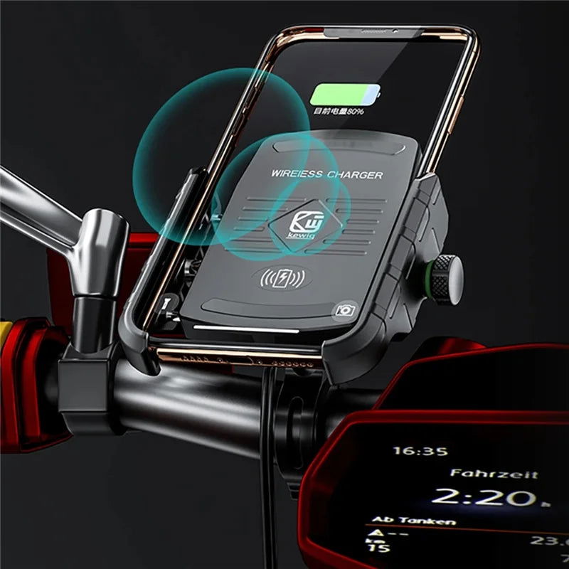 Motorcycle Phone Holder Fast Wireless Charging Quick USB Charger Moto Motorbike Mirror Stand Support Cellphone Handlebar Mount - Slobuy