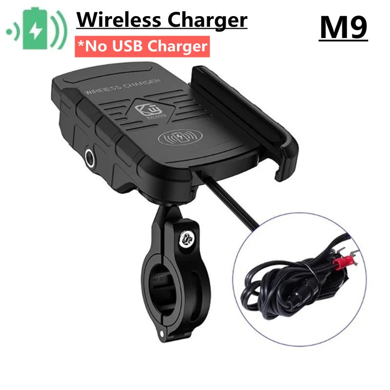 Motorcycle Phone Holder Fast Wireless Charging Quick USB Charger Moto Motorbike Mirror Stand Support Cellphone Handlebar Mount - Slobuy