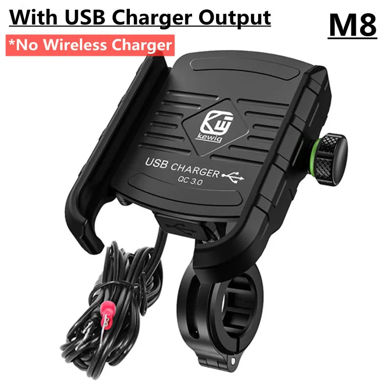 Motorcycle Phone Holder Fast Wireless Charging Quick USB Charger Moto Motorbike Mirror Stand Support Cellphone Handlebar Mount - Slobuy