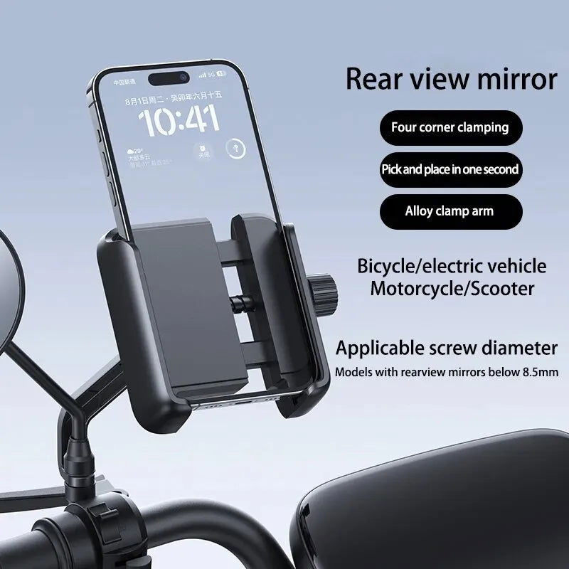 Motorcycle Phone Holder Motorbike Mirror Mobile Stand Bike 360° View Bicycle Phone Holder GPS Clip Cellphone Handlebar Mount - Slobuy