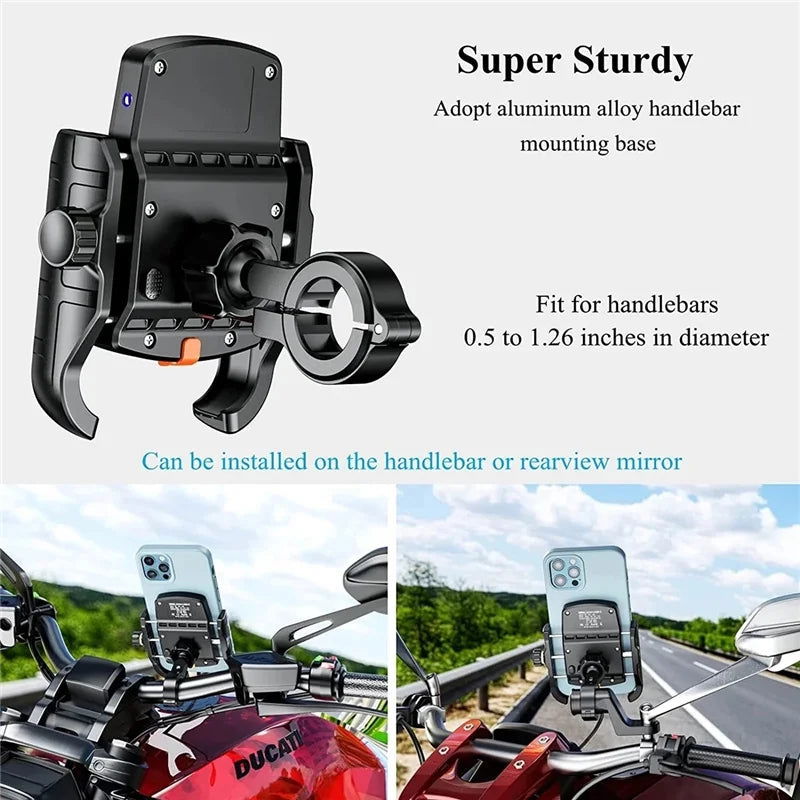 Motorcycle Phone Holder Wireless Charger Moto Motorbike Mirror Mobile Stand Support USB Fast Wireless Charging Cellphone Mount - Slobuy