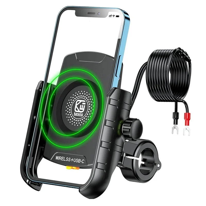 Motorcycle Phone Holder Wireless Charger Moto Motorbike Mirror Mobile Stand Support USB Fast Wireless Charging Cellphone Mount - Slobuy