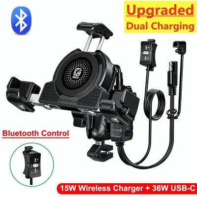 Motorcycle Phone Holder Wireless Charger Motorbike Moto Mirror Mobile Stand Support USB Fast Charging Cellphone Handlebar Mount - Slobuy