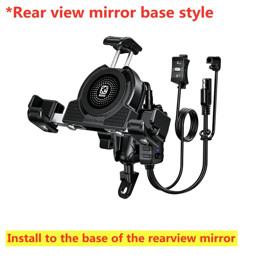 Motorcycle Phone Holder Wireless Charger Motorbike Moto Mirror Mobile Stand Support USB Fast Charging Cellphone Handlebar Mount - Slobuy