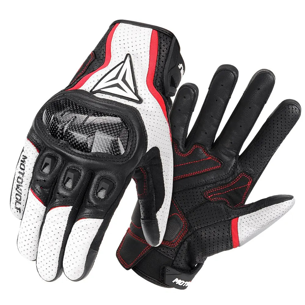 Motorcycle Racing Gloves Men Leather Gloves Summer Breathable Motorbike Guantes Moto Motocross Cycling Gloves Protective - Slobuy
