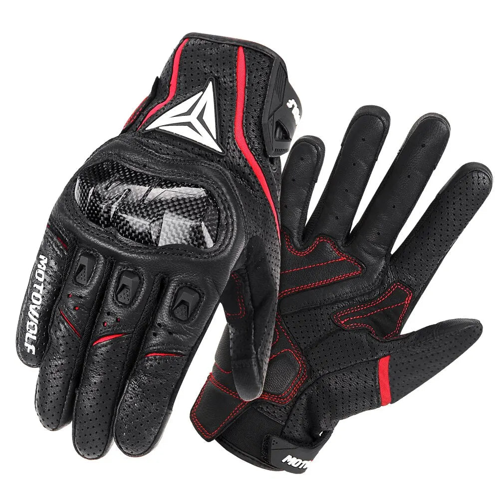 Motorcycle Racing Gloves Men Leather Gloves Summer Breathable Motorbike Guantes Moto Motocross Cycling Gloves Protective - Slobuy